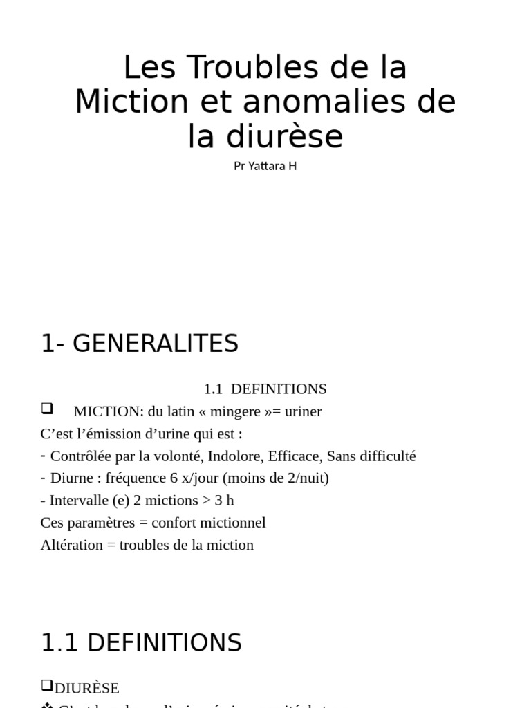 Anomalies de la Diurèse et Troubles Mictionnels | PDF | Énurésie ...