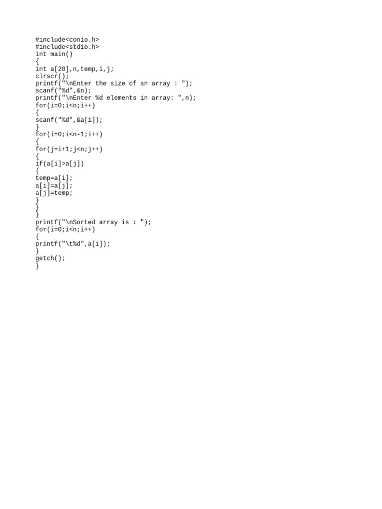 Selection Sort in C Programming | PDF