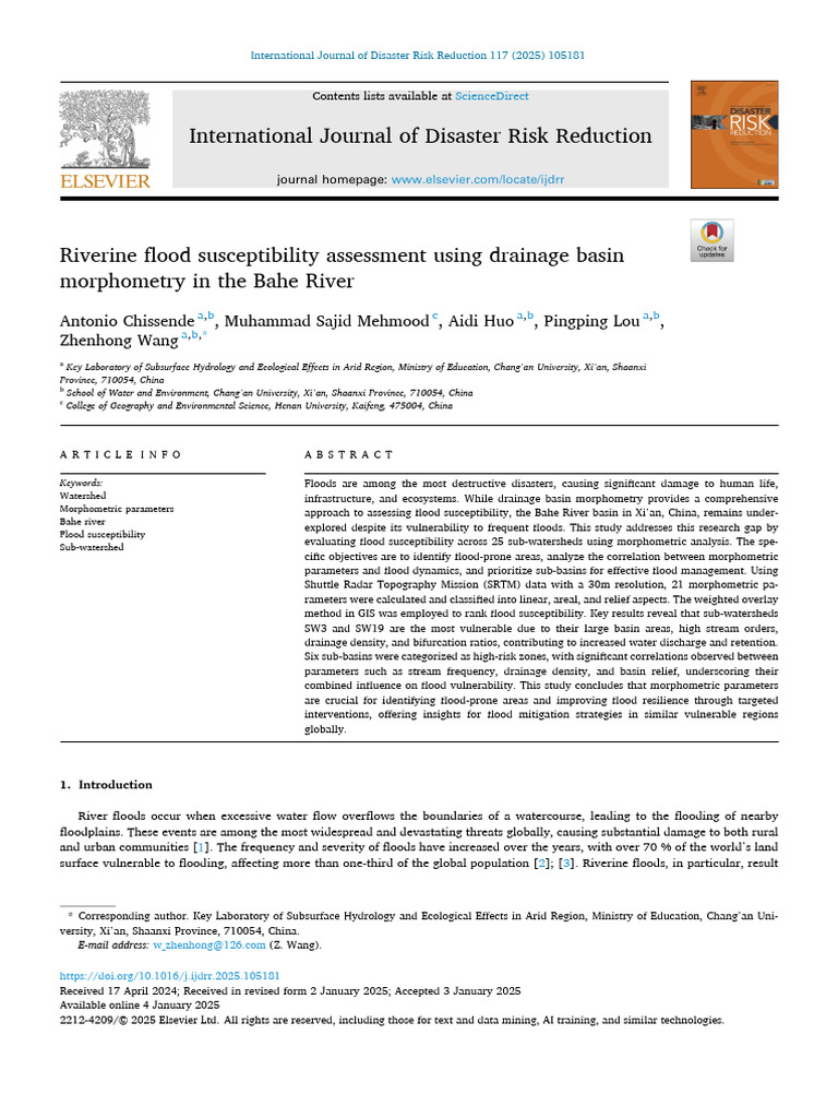 Bahe River Flood Susceptibility Study | PDF | Drainage Basin | Flood