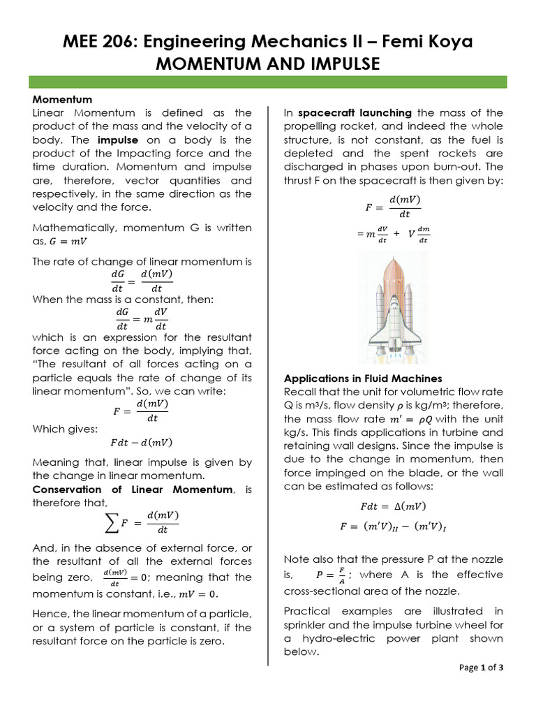 Momentum and Impulse in Mechanics | PDF | Momentum | Rocket