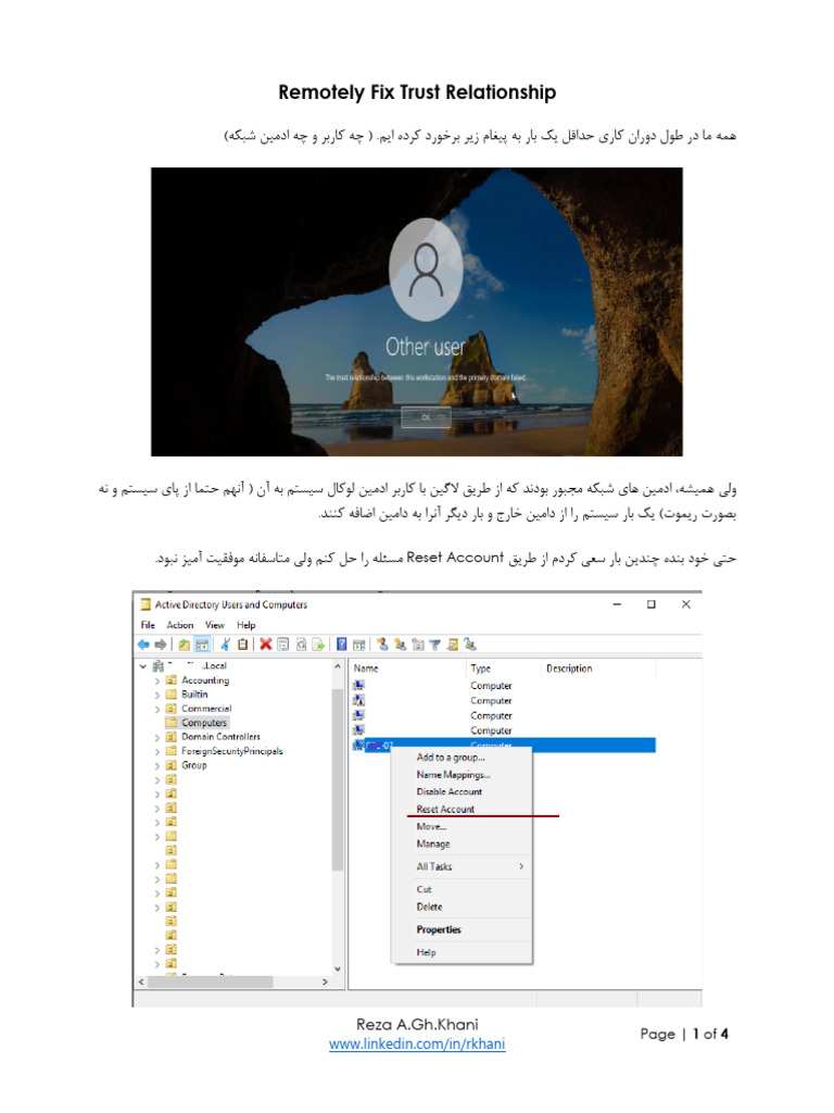 Remotely Fix Trust Relationship Between Client and Domain | PDF