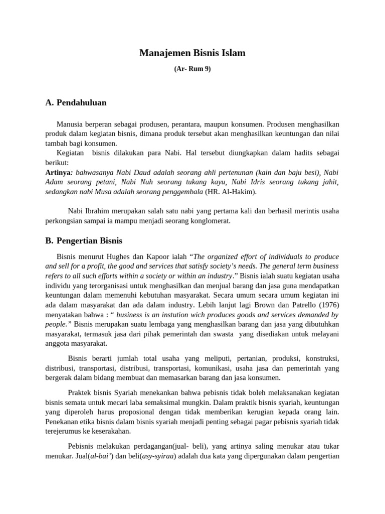 Manajemen Bisnis Islam dan Etika Syariah | PDF