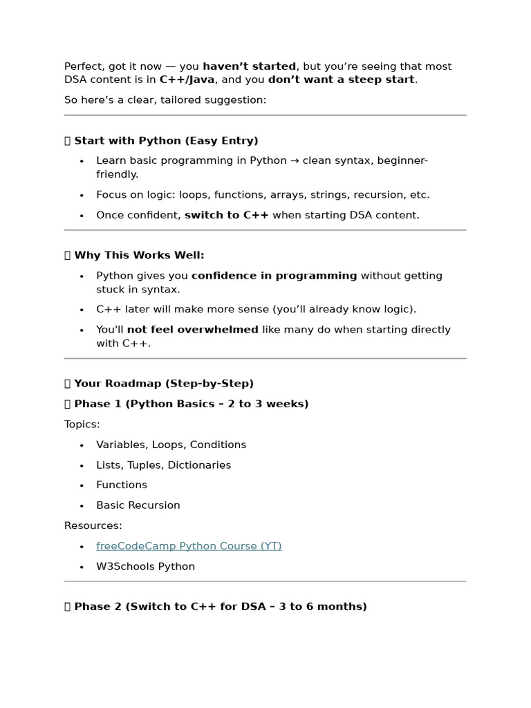 Python First: DSA Learning Roadmap | PDF