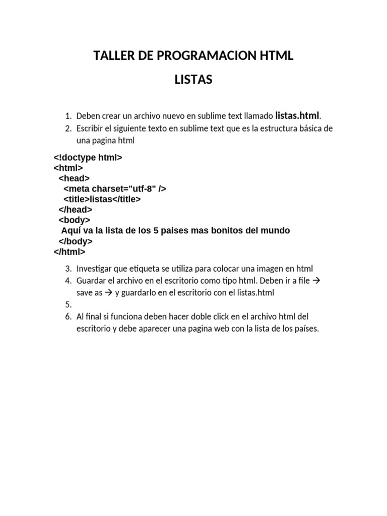 Taller de Programacion 3 HTML | PDF