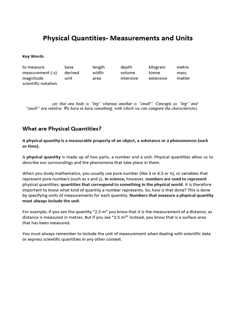 Understanding Physical Quantities | PDF | Quantity | International ...