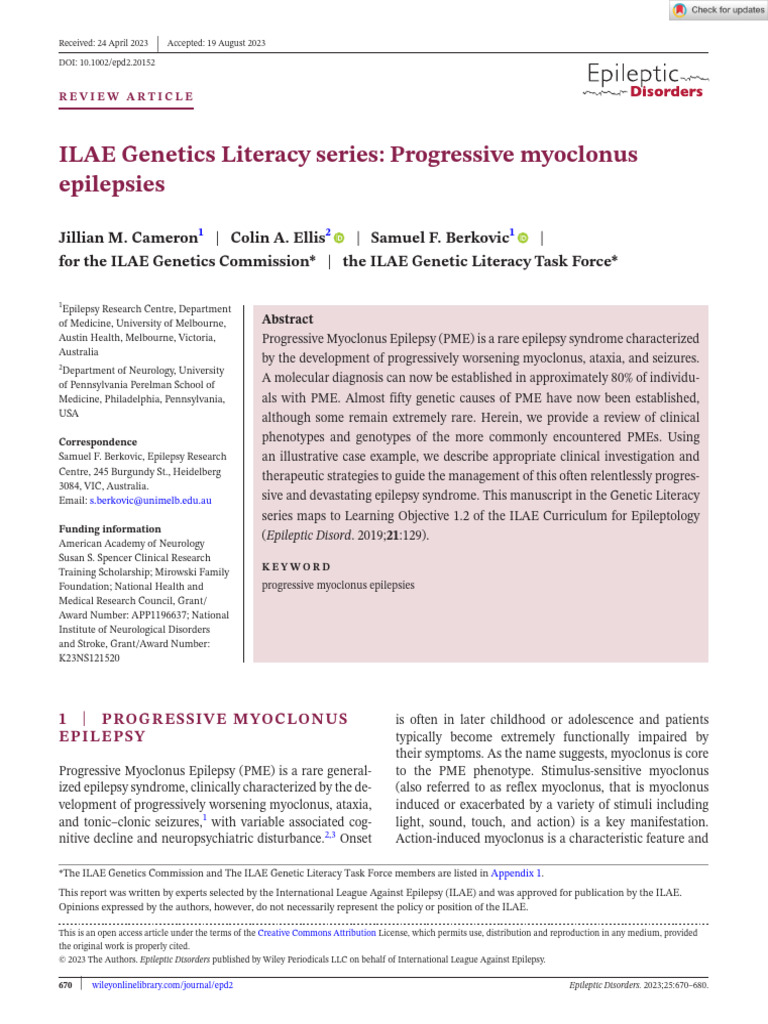 Progressive Myoclonus Epilepsy Overview | PDF | Diseases And Disorders ...