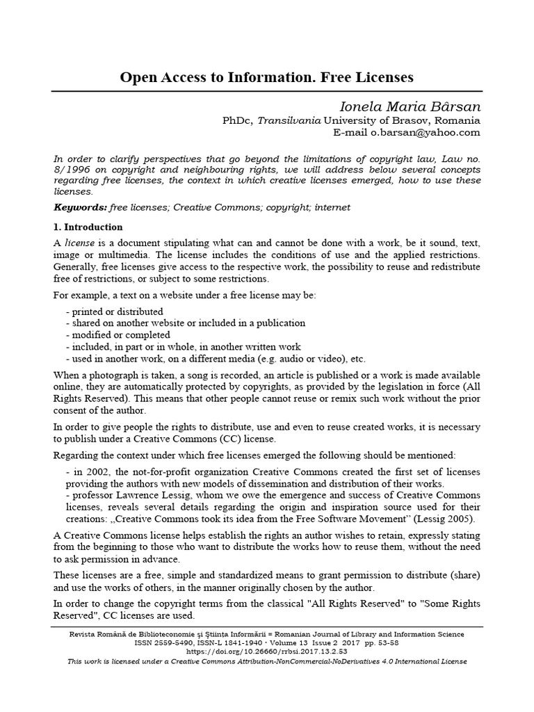 Understanding Free Licenses and CC | PDF | Creative Commons | Creative ...