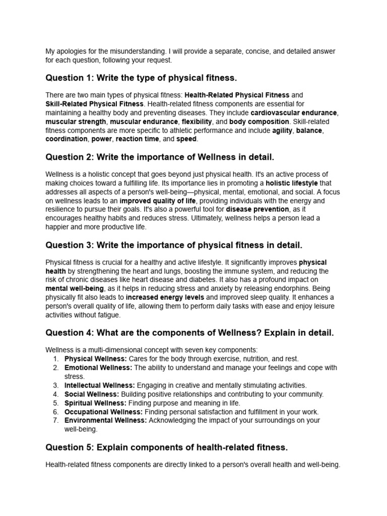 Understanding Physical Fitness and Wellness | PDF | Physical Fitness ...
