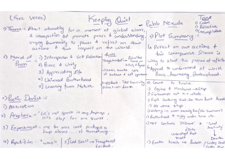 Keeping Quiet Short Notes | PDF