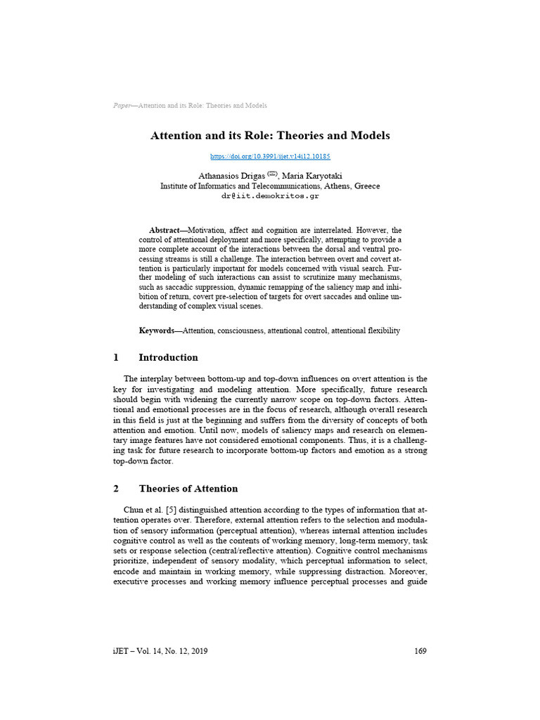 Attention & Its Role Theories & Models | PDF | Attention | Working Memory