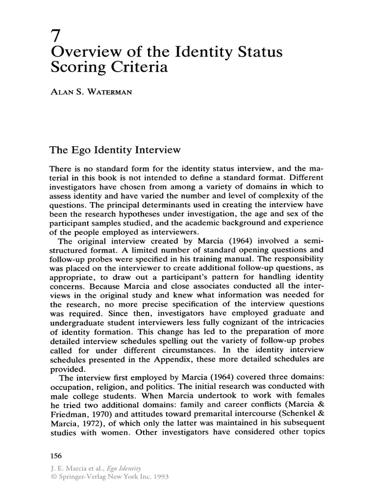 Identity Status Interview Overview | PDF | Identity (Social Science ...