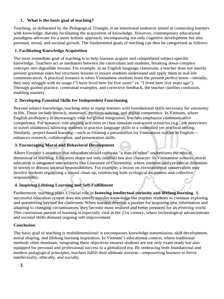 Goals of Effective Teaching Strategies | PDF | Learning | Motivational