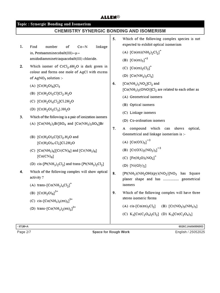 Synergic Bonding and Isomerism in Chemistry | PDF | Coordination ...