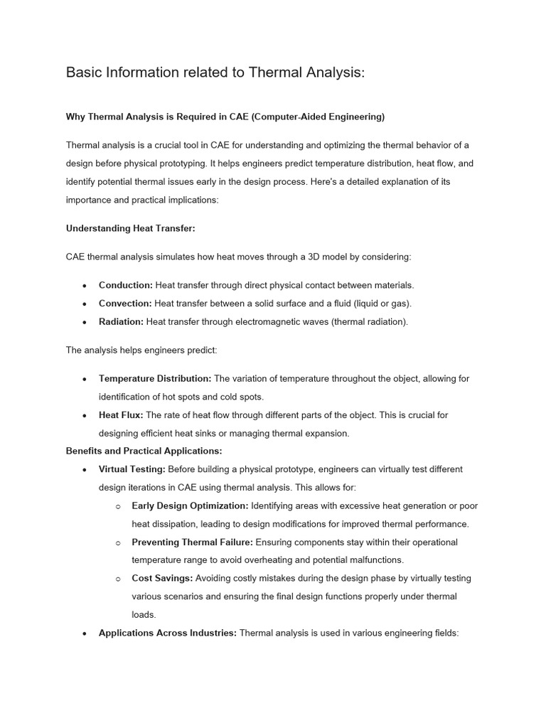 Basic Information Related To Thermal Analysis | PDF | Heat Transfer | Heat