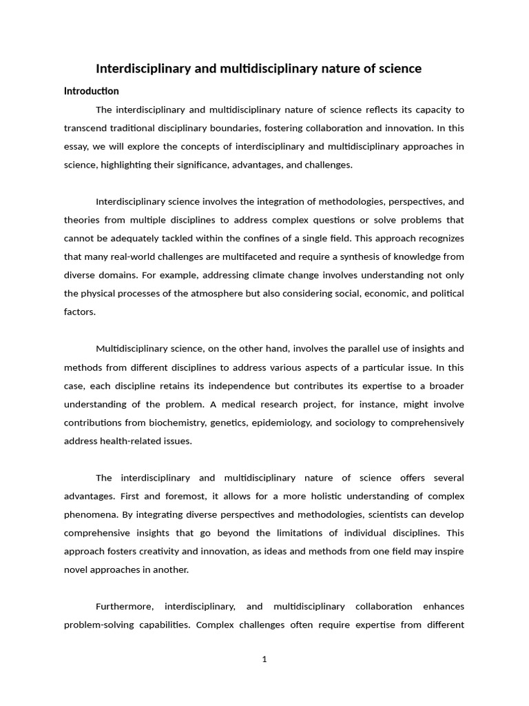 Interdisciplinary Nature of Modern Science | PDF | Interdisciplinarity ...