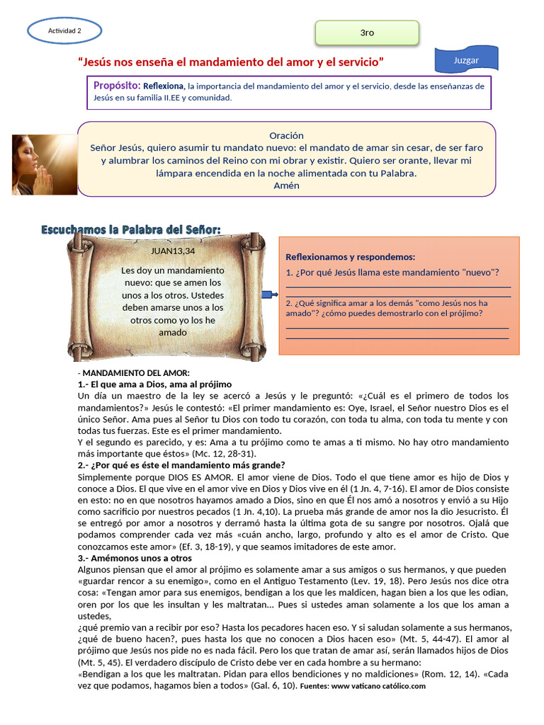 Mandamiento del Amor y Servicio en Jesús | PDF | Creencia religiosa y ...