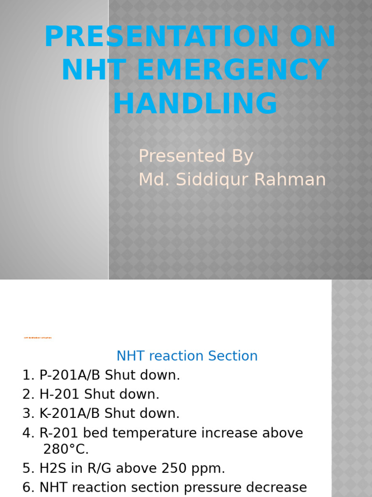 NHT Emergency Handling Procedures | PDF | Energy Technology | Chemical ...