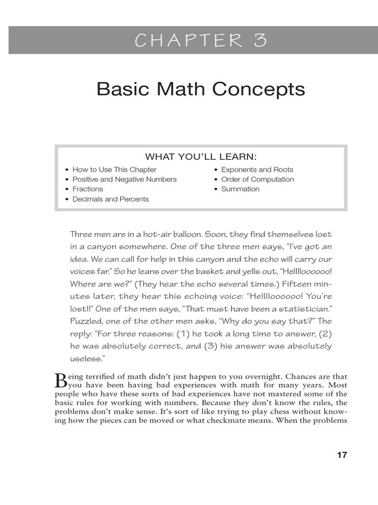 Basic Math Concepts for Statistics | PDF | Division (Mathematics ...