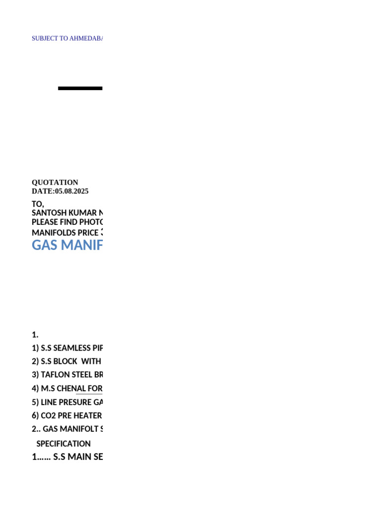 Quo - Gas Manifold System For 4oxygen Gas Cylinders Sameer Bhai Pate ...