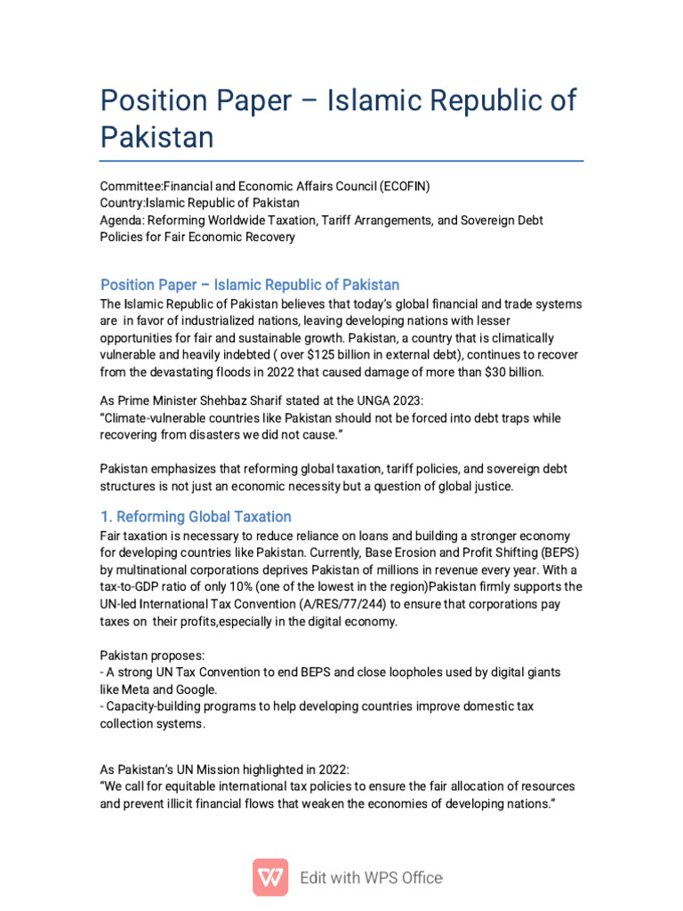 DOC-position Paper Updated | PDF | Taxes | World Trade Organization