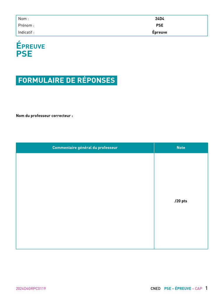 Épreuve PSE 2024 : Guide et Évaluation | PDF