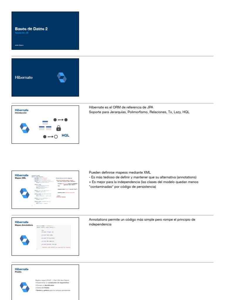 Bases de Datos 2: Hibernate | PDF | Ingeniería de software | Persistencia