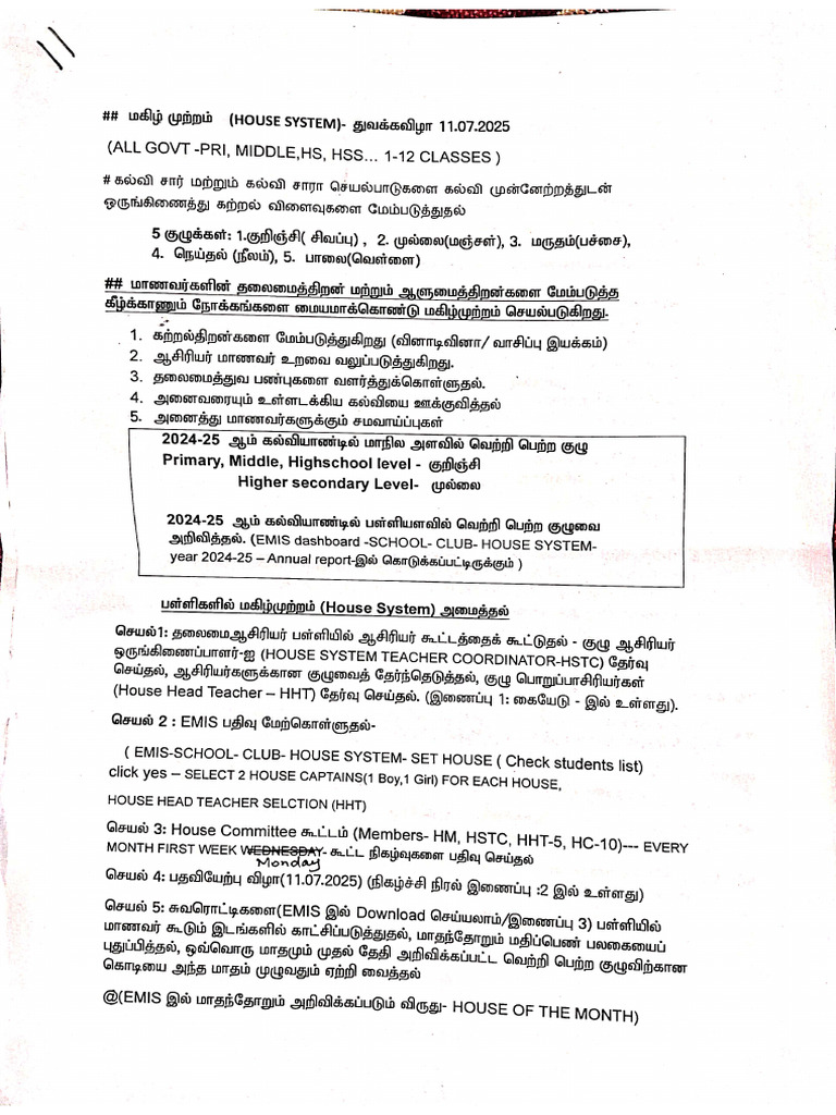 House System Meeting Particulars Revised | PDF