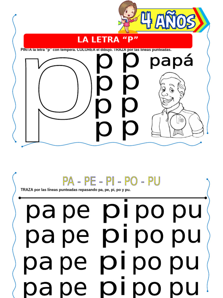 La Letra P para Niños de 4 Años | PDF