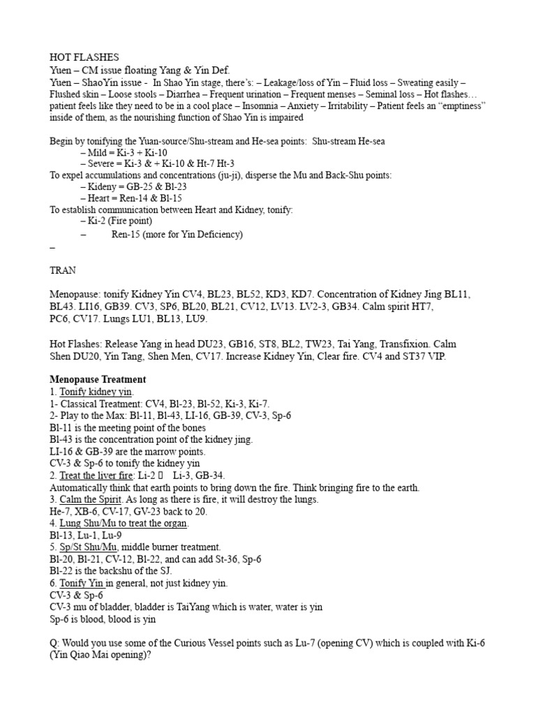 Acupuncture Protocol for Hot Flashes | PDF | Hot Flash | Clinical Medicine