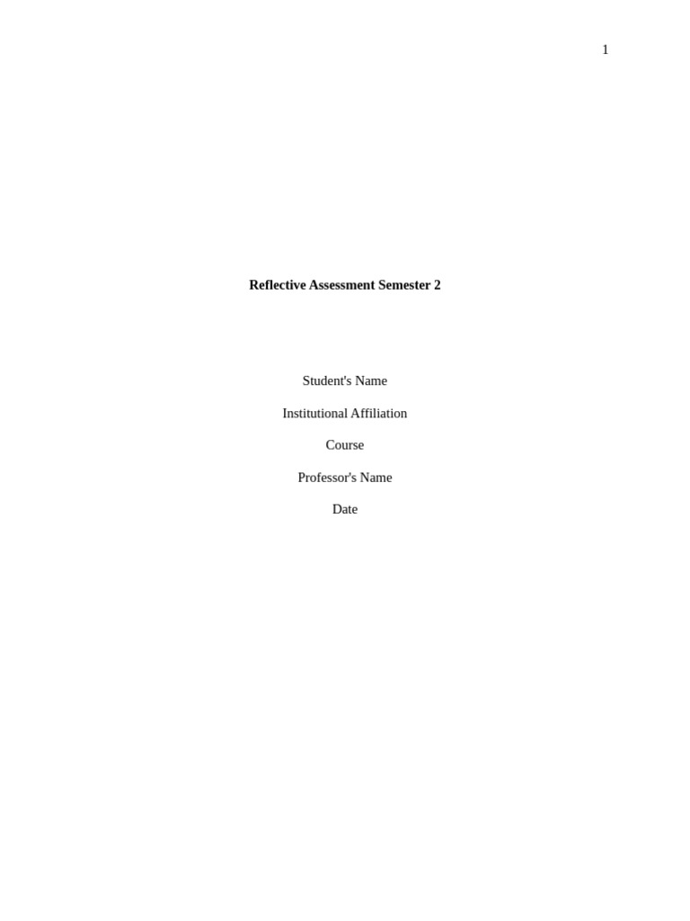 Reflective Assessment Semester 2. | PDF | Goal | Reflective Practice