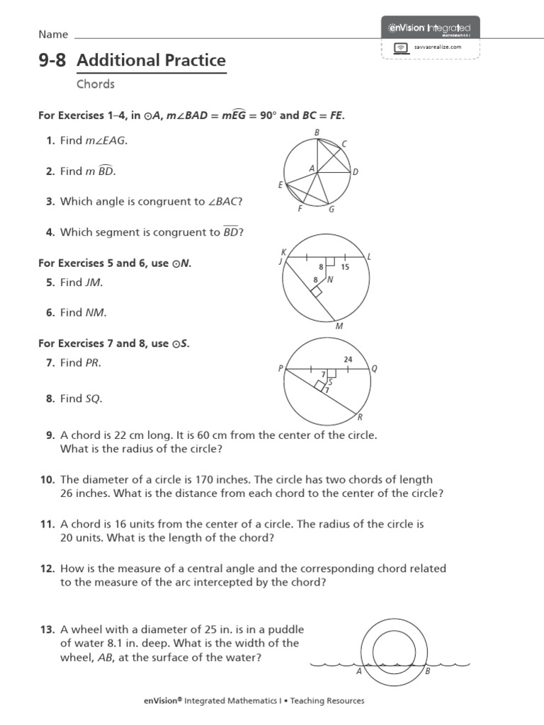 Chord and Angle Practice Exercises | PDF | Circle | Elementary Geometry