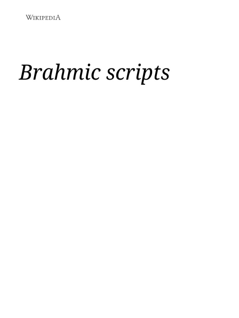 Brahmic Scripts - Wikipedia | PDF | Writing | Languages Of India