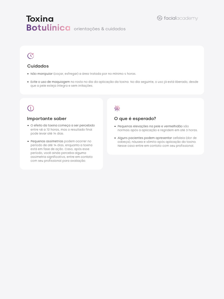 Cuidados Pós-Aplicação de Toxina Botulínica | PDF