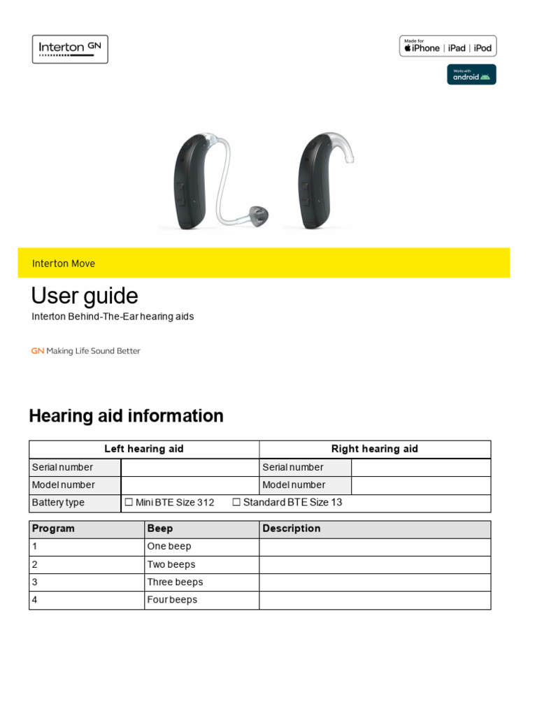 Interton BTE Hearing Aid User Guide | PDF | Hearing Aid | Tinnitus