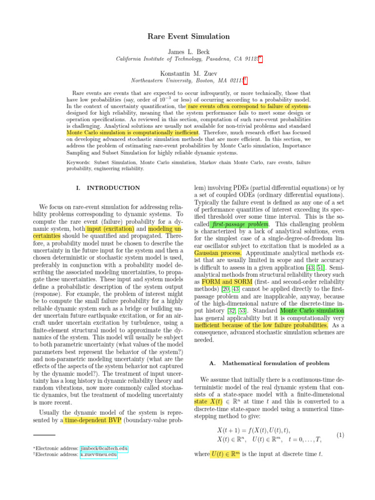 Efficient Rare Event Simulation Methods | PDF | Monte Carlo Method ...