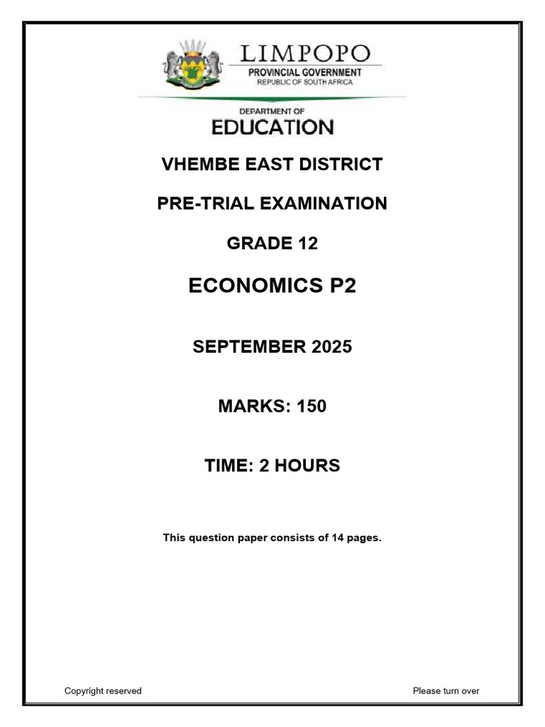 Grade 12 Economics P2 September 2025 Exam | PDF | Inflation | Monopoly