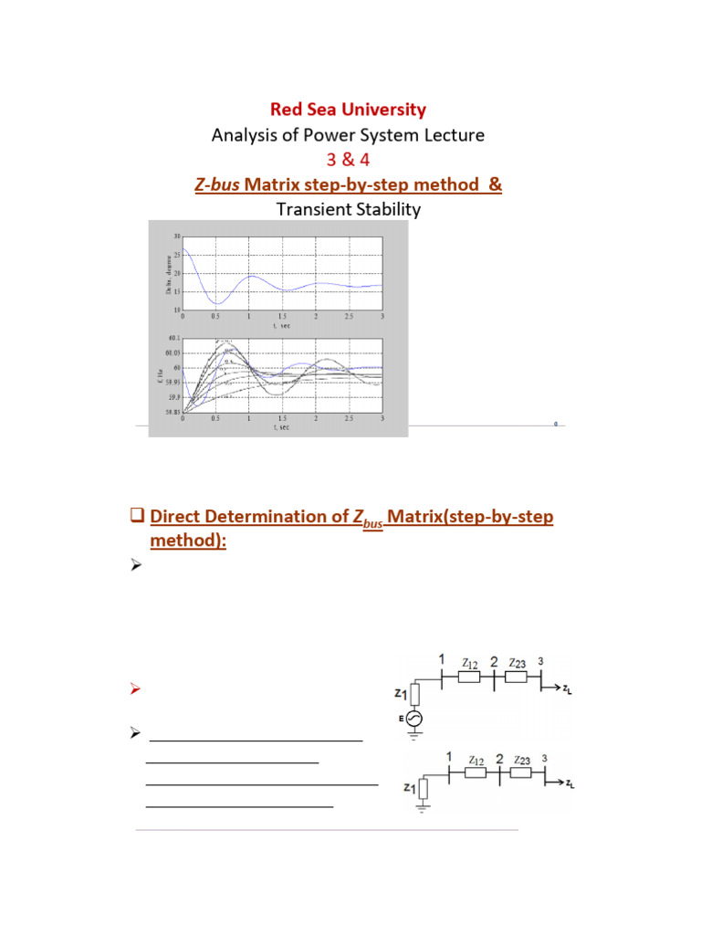 Z-bus Matrix & Transient Stability Analysis | PDF | Electrical ...