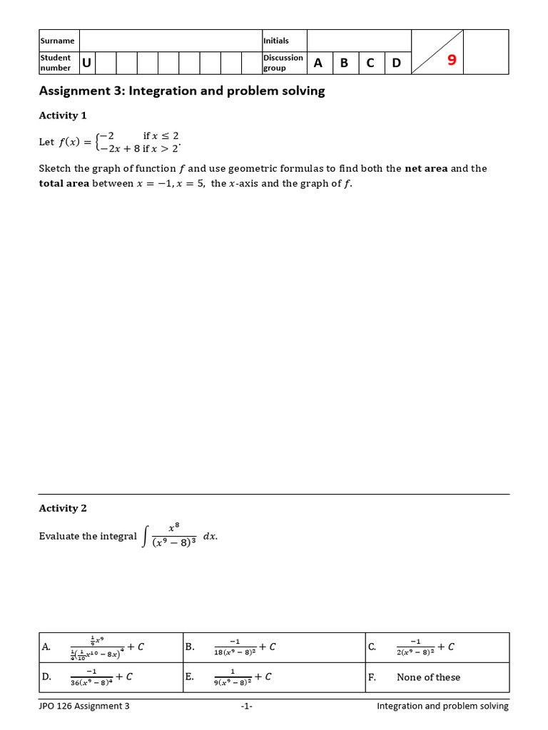 Ass 3 2025 Integration and Problem Solving | PDF | Function ...