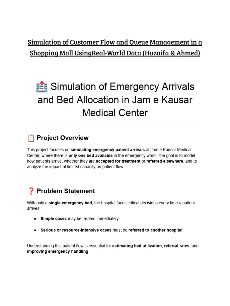 Simulation of Emergency Arrivals | PDF