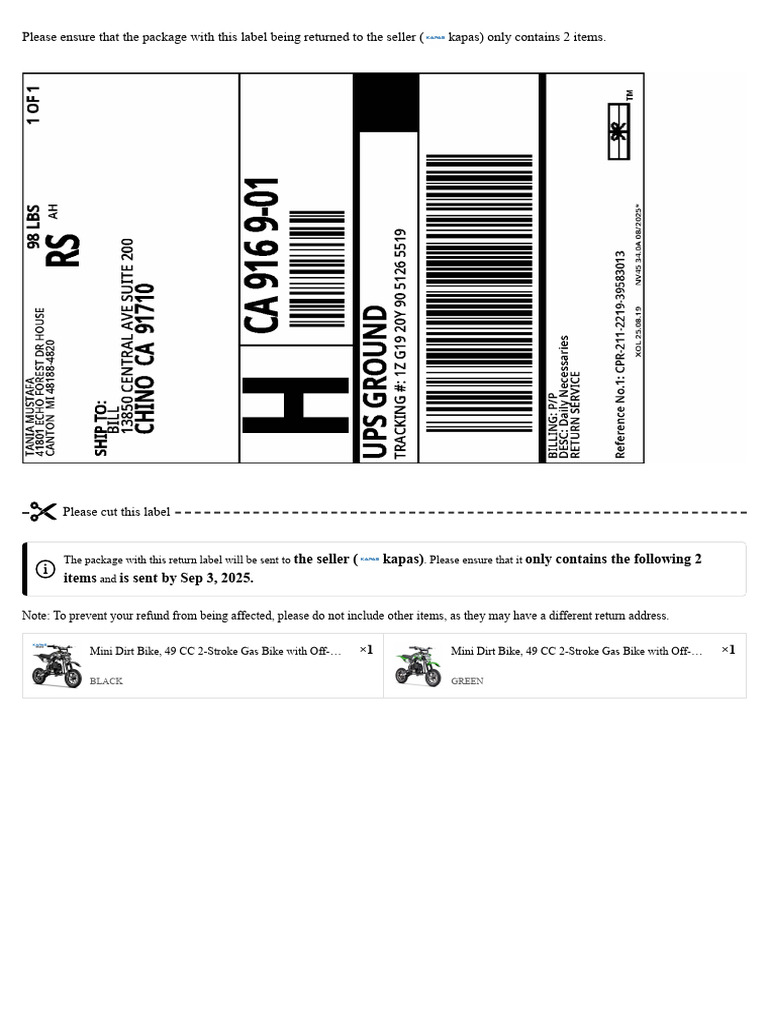 View Return Label and Pickup Information | PDF