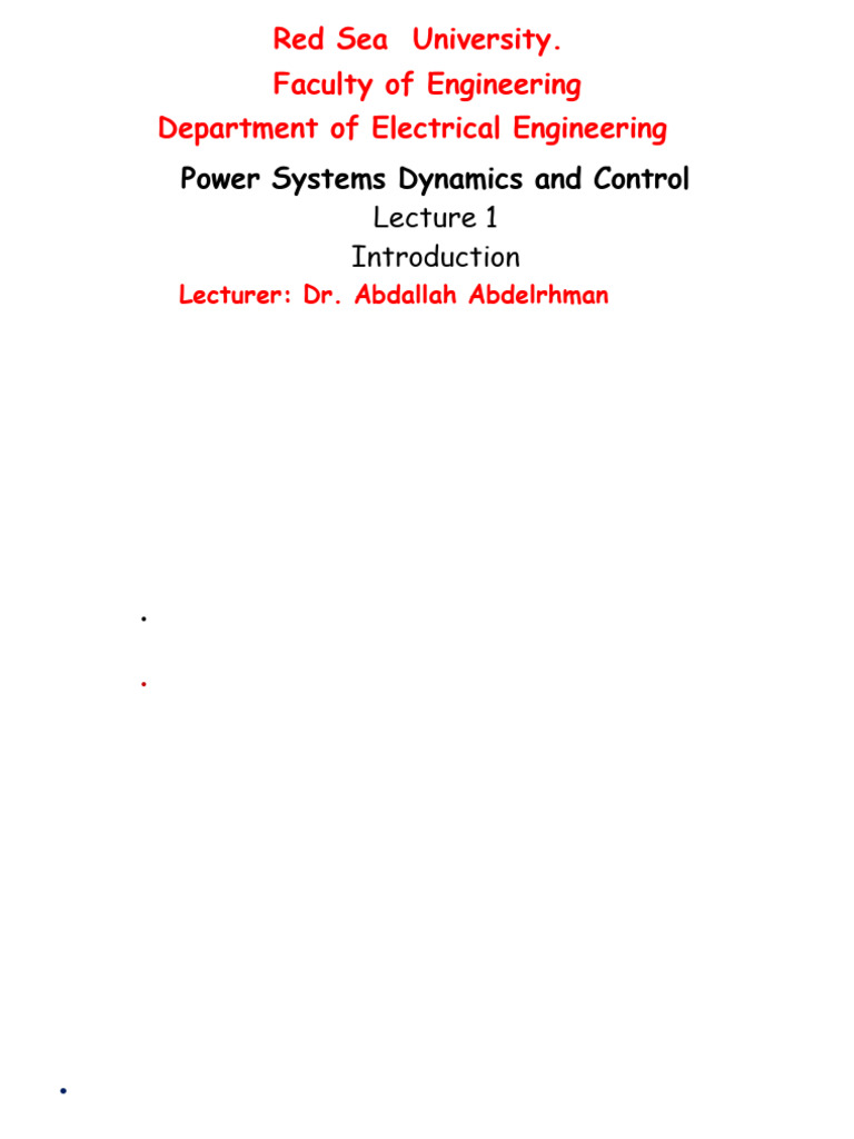 Power System Dynamics and Control Course | PDF | Electric Generator ...