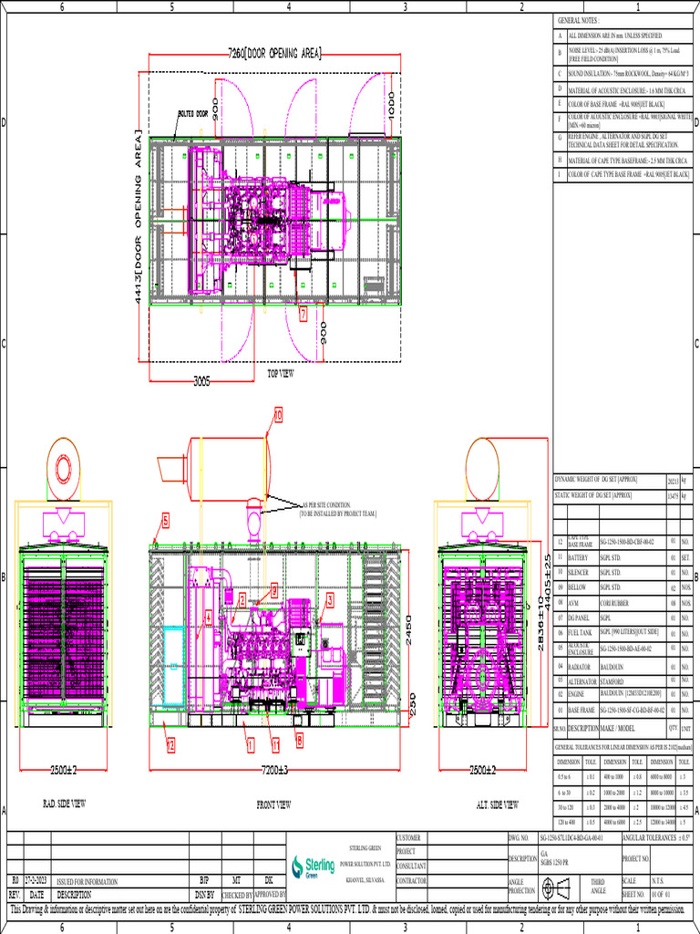 DG Set Technical Specifications and Views | PDF | Acoustics | Sound