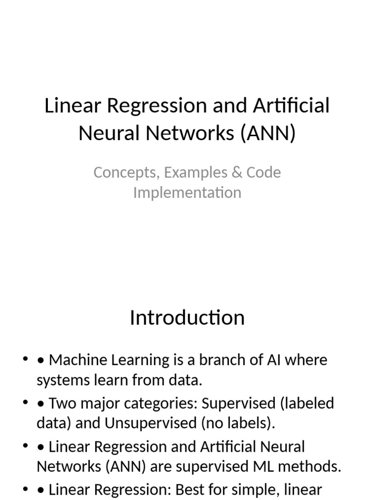 Linear Regression vs ANN: Concepts & Code | PDF | Linear Regression ...