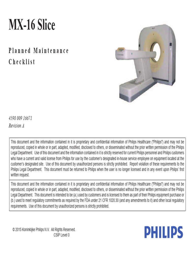 MX-16 Slice Maintenance Checklist | PDF | Philips