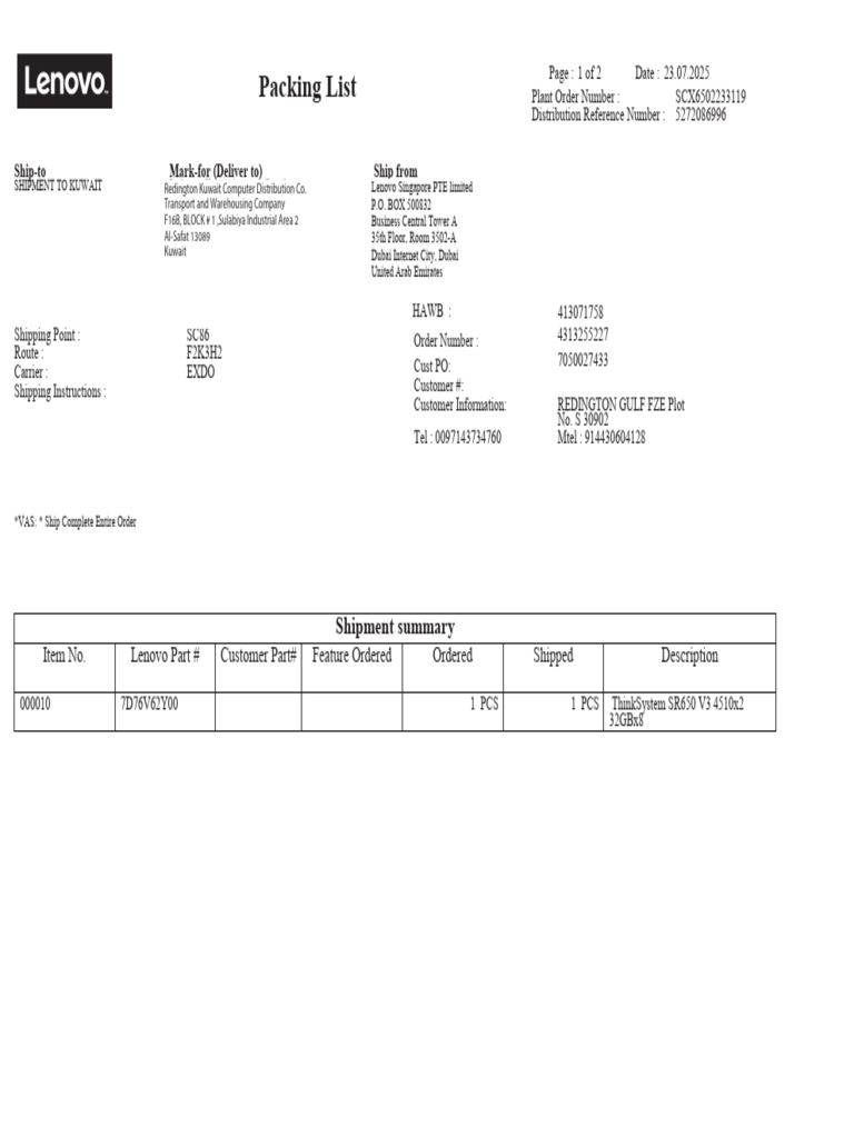 Packing List - 1 | PDF | Lenovo | Personal Computing