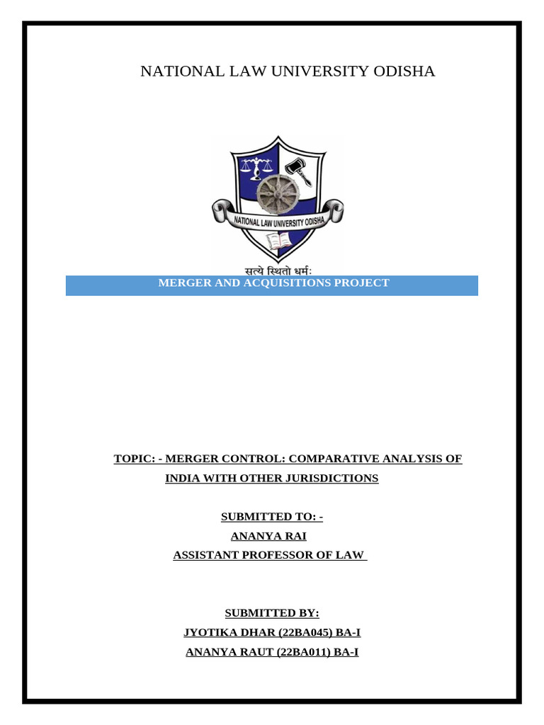 Comparative Analysis of Merger Control in India | PDF | Mergers And ...