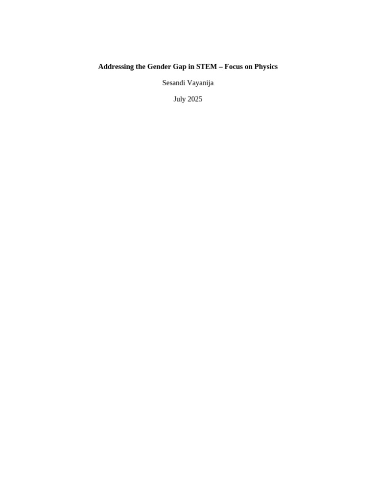 Closing the Gender Gap in Physics STEM | PDF | Science, Technology ...