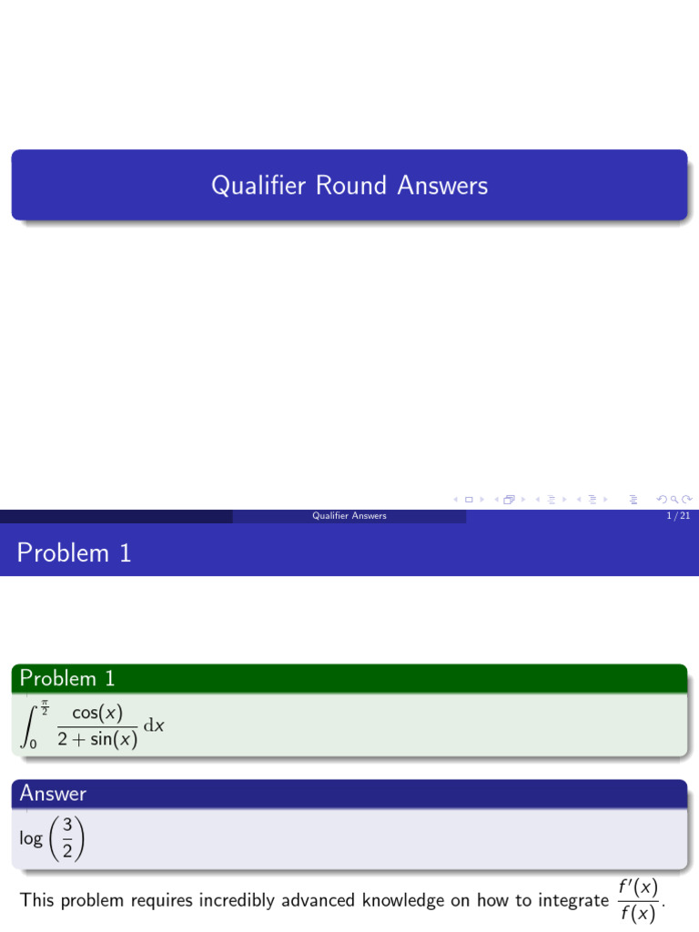 Advanced Integral Problem Solutions | PDF | Complex Analysis | Mathematics