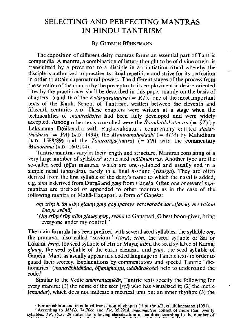 GudrunBuhnemann-Selecting-Mantras in Hindu Tantrism | PDF