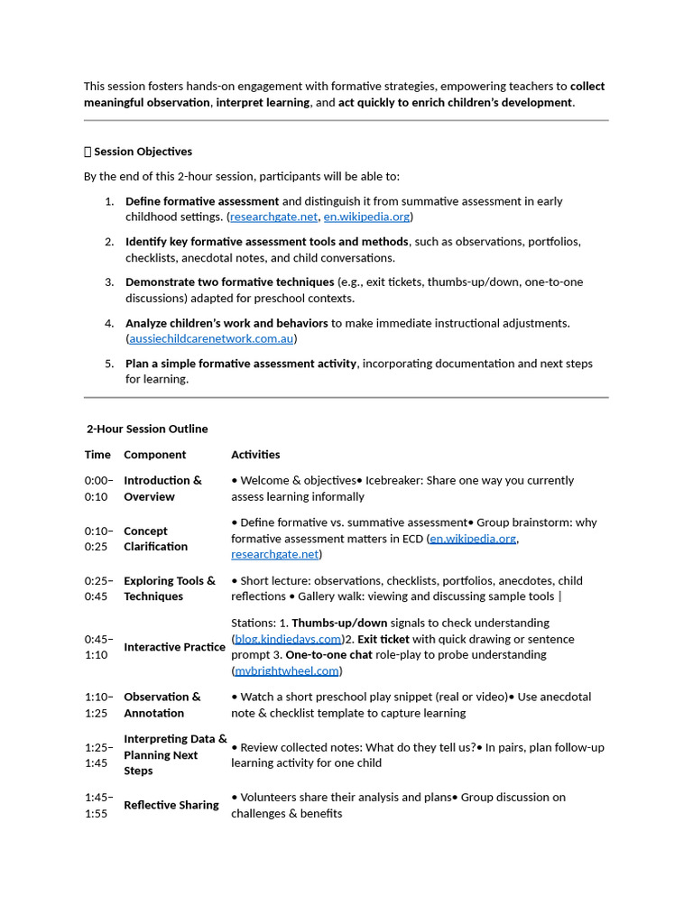Objectives of Formative Assessment On ECD | PDF | Learning | Communication